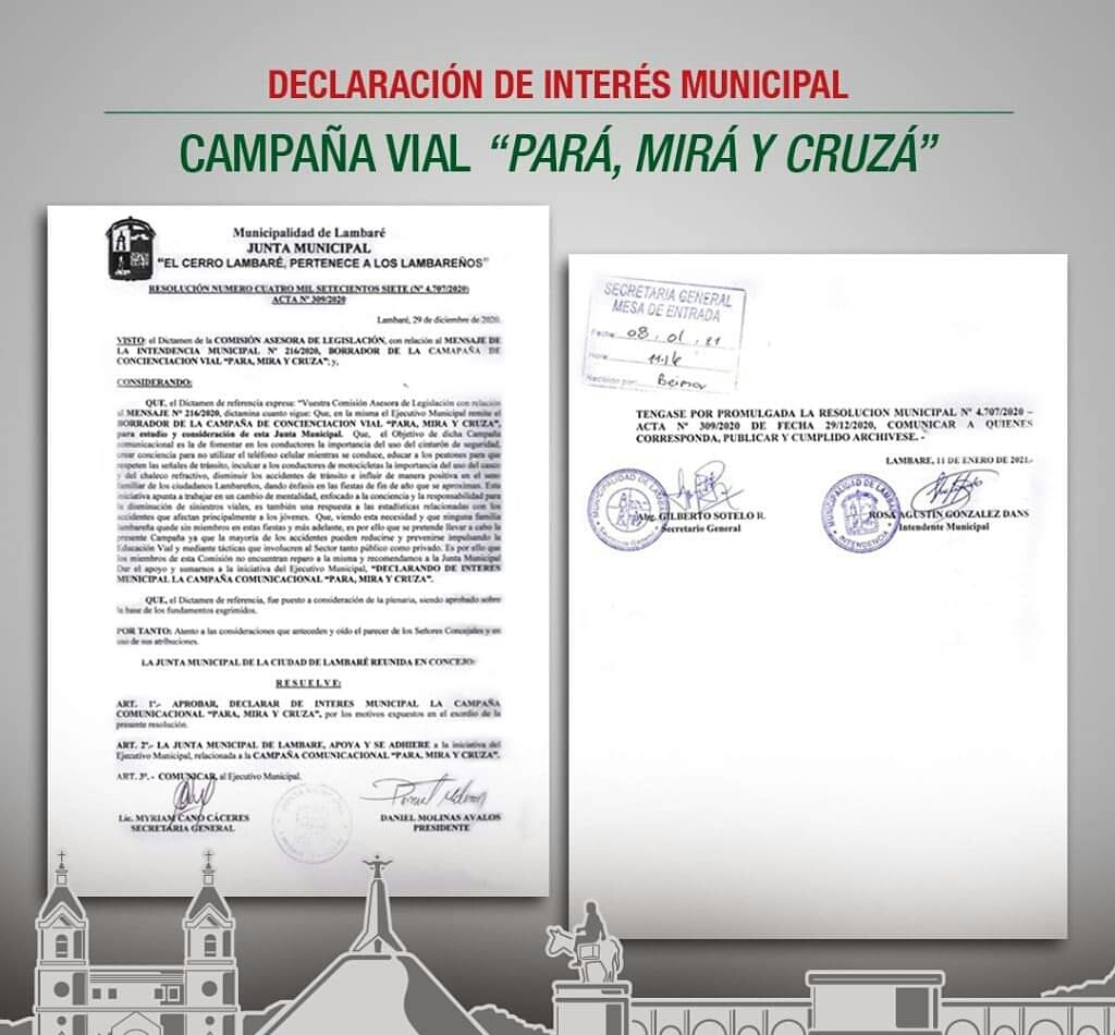 Pará, mirá y cruzá declarado de interés municipal.